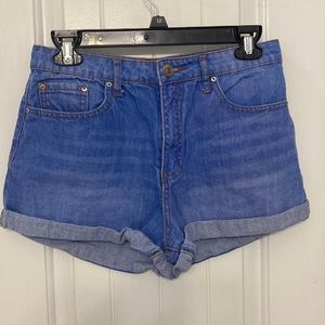 High waisted denim shorts